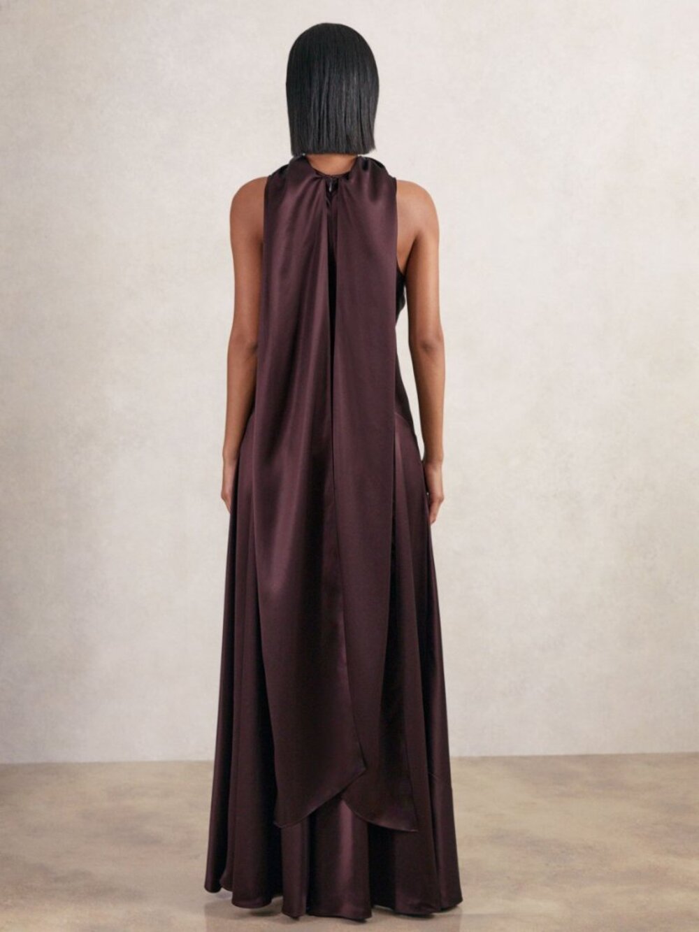 Never-Worn Reiss Satin Cape Maxi Dress in Burgundy Perfect for Fall Wedding - Picture 7 of 15
